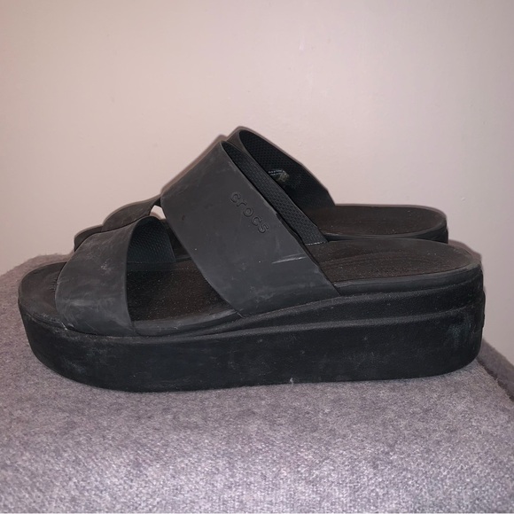 Croc Black Platform Sandals 9 - Picture 5 of 9